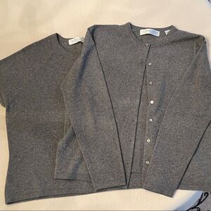 Valerie Stevens 100% Cashmere Gray Sweater Set